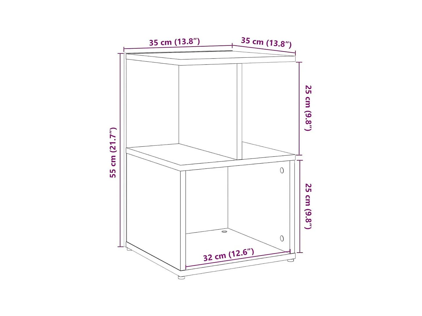 Mesita de noche | Mesilla de noche madera de ingeniería roble artisian 35x35x55 cm