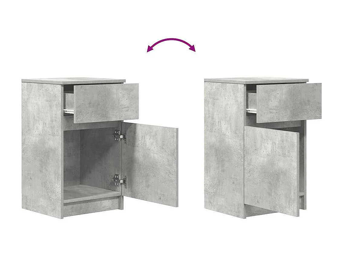 Mesilla de noche | Mesita de noche gris hormigón 39x35x65 cm madera de ingeniería