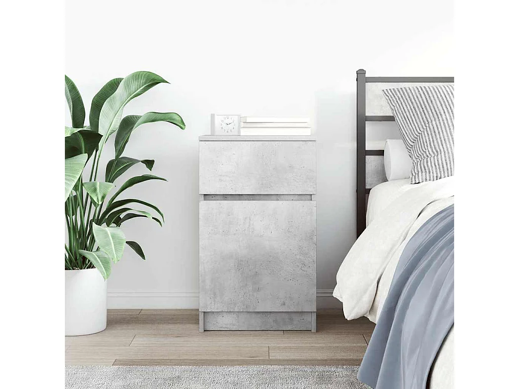 Nachttisch-Beistelltisch Betongrau 39x35x65 cm Holzwerkstoff SHL36025