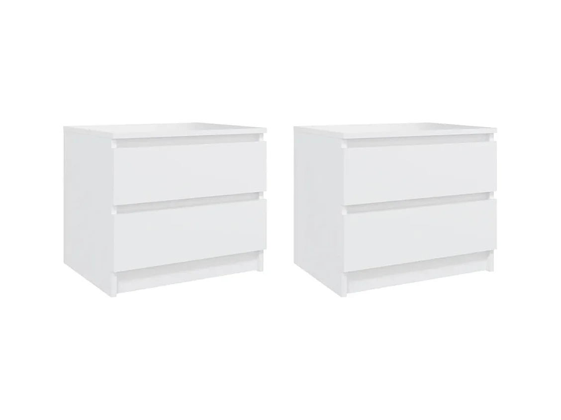 Mesitas de noche | Mesilla de noche 2 uds madera contrachapada blanco 50x39x43,5cm