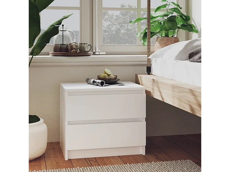 Mesitas de noche | Mesilla de noche 2 uds madera contrachapada blanco 50x39x43,5cm