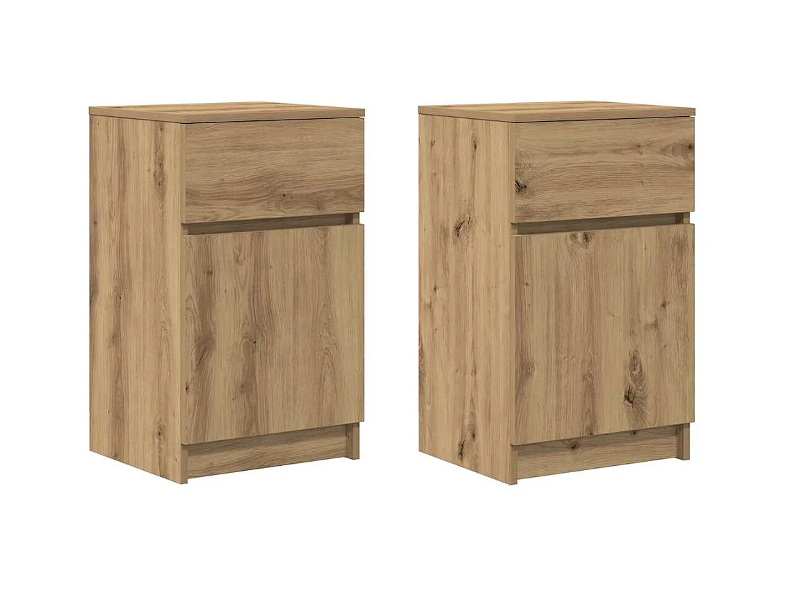 Mesitas de noche | Mesilla de noche 2 uds madera ingeniería roble artisian 39x35x65cm