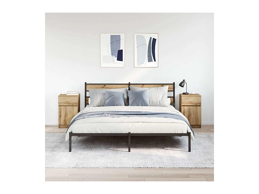 Mesitas de noche | Mesilla de noche 2 uds madera ingeniería roble artisian 39x35x65cm