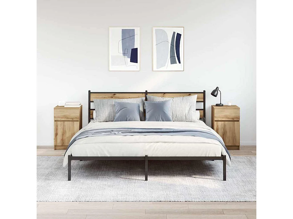 Nachttisch 2er Set-Beistelltisch-Nachttischkommode Artisan-Eiche 39x35x65 cm Holzwerkstoff SHL17470