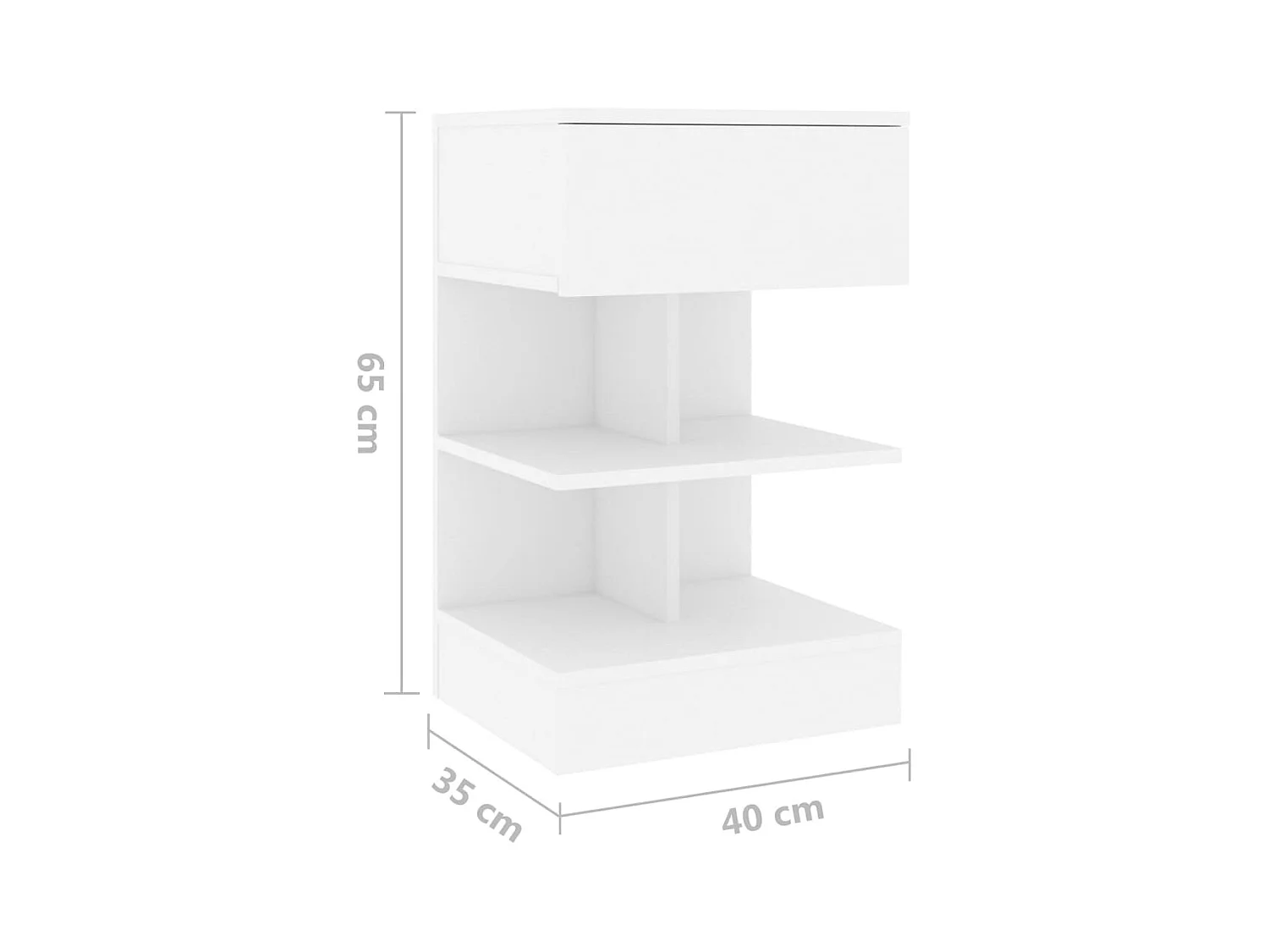 Mesita de noche | Mesilla de noche aglomerado blanco 40x35x65 cm