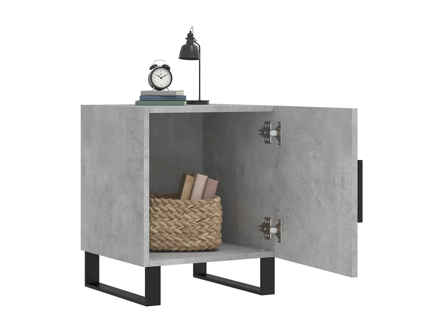 Mesa de Cabeceira Moderna 2 peças 40x40x50 cm derivados madeira cinza cimento