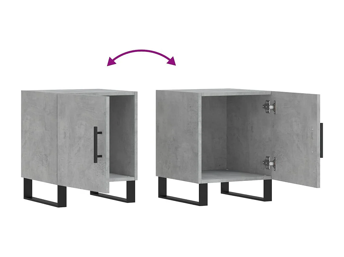 Lot de 2 Tables de chevet avec rangement gris béton 40x40x50 cm bois d’ingénierie