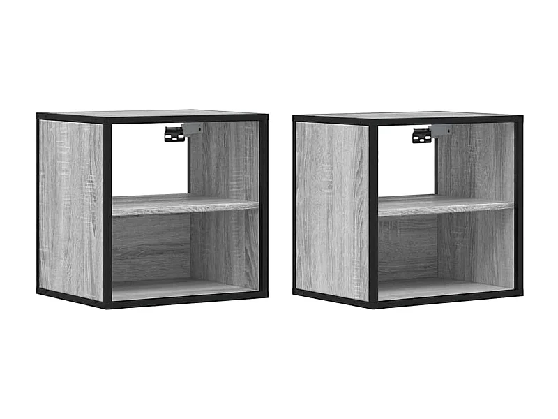 Tables de chevet flottantes Lot de 2 avec rangement sonoma gris 40x31x39,5 cm