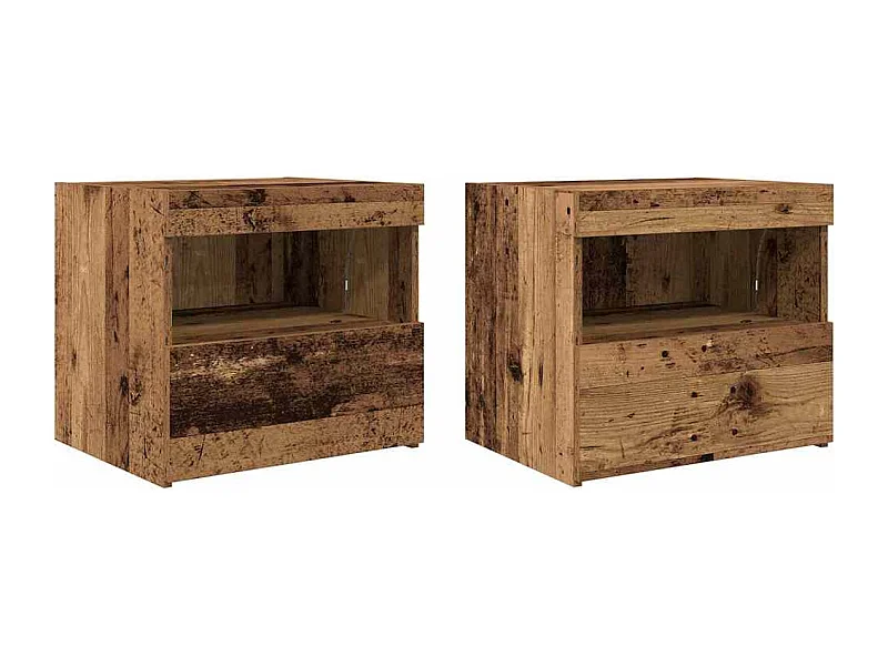 Mesita de Noche | Mesa auxiliar con cajón 2 uds. Madera vieja 50x40x45 cm