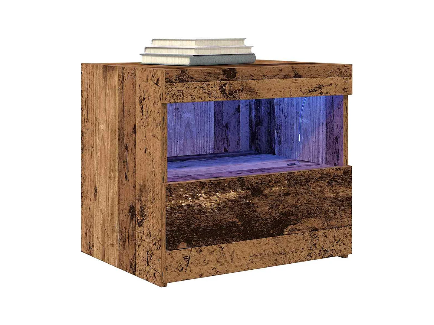 Mesita de Noche | Mesa auxiliar con cajón 2 uds. Madera vieja 50x40x45 cm