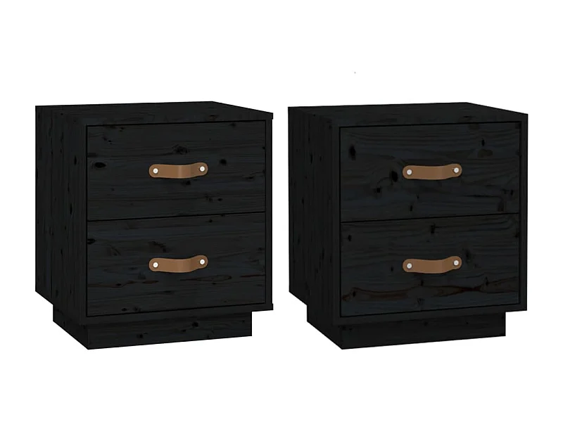 Mesitas de noche | Mesilla de noche 2 uds madera maciza de pino negro 40x34x45 cm