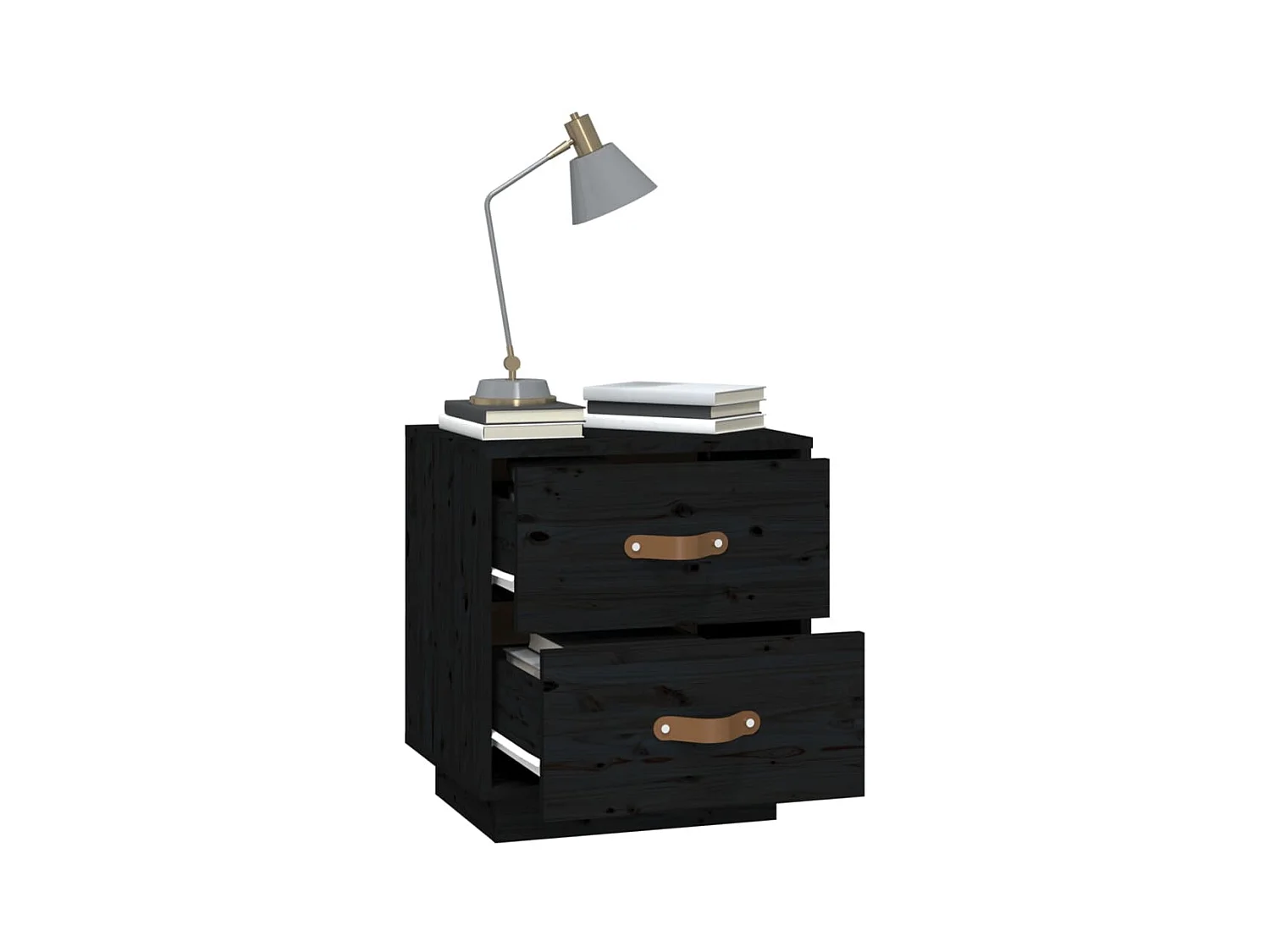 Mesitas de noche | Mesilla de noche 2 uds madera maciza de pino negro 40x34x45 cm