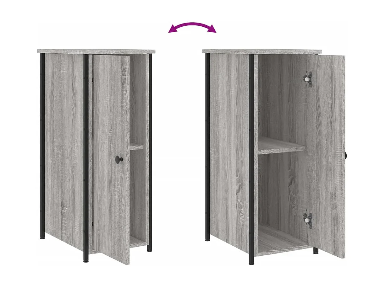 Mesitas de noche | Mesilla de noche 2 uds madera ingeniería gris Sonoma 32x42x80 cm