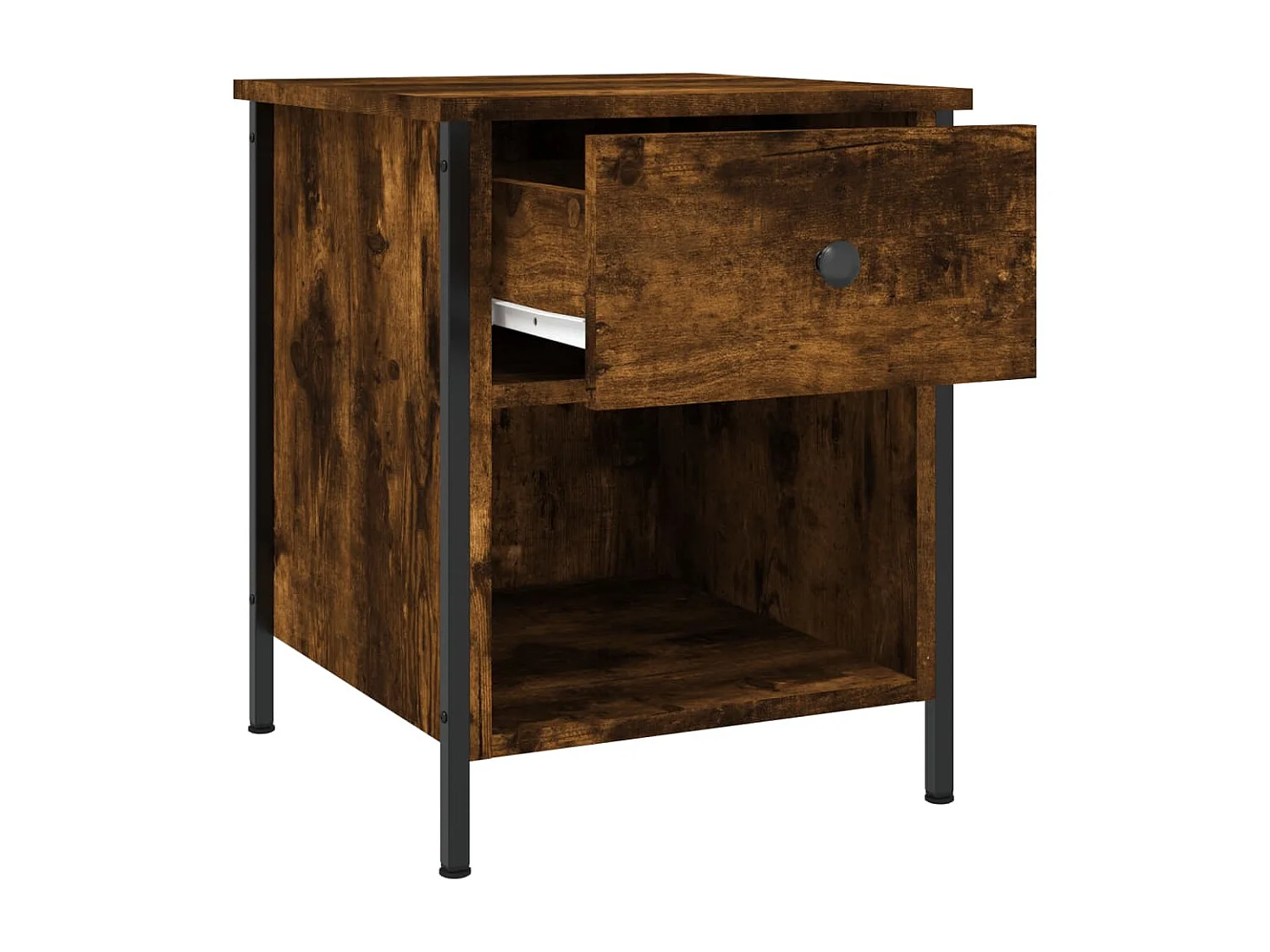 Nachttisch 2er Set-Beistelltisch-Nachttischkommode Räuchereiche 40x42x50 cm Holzwerkstoff SHL67680