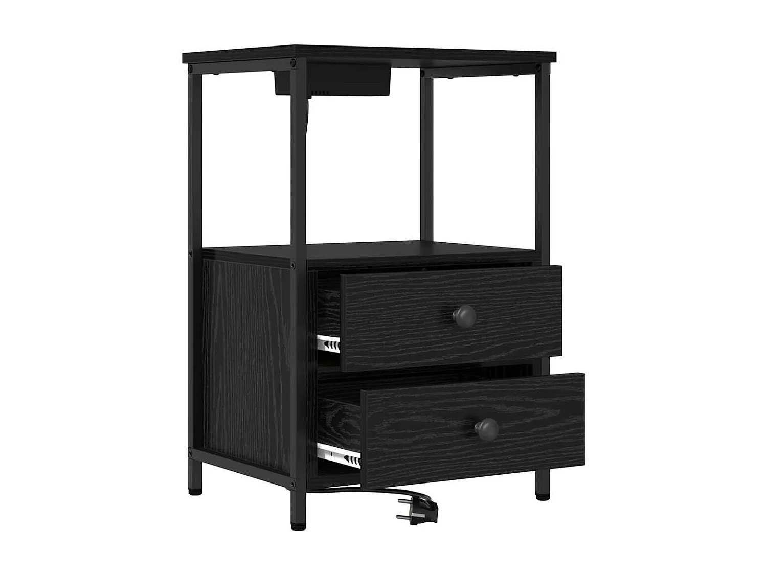 Nachttisch 2er Set-Beistelltisch Schwarz Eichen-Optik 40 x 31 x 60 cm SHL64202