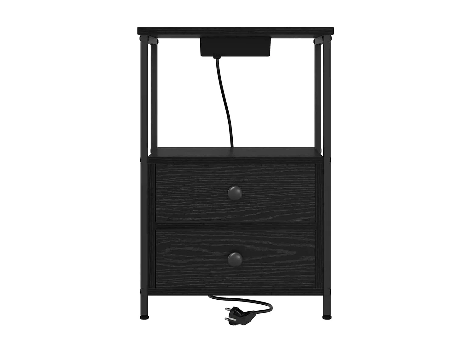 Nachttisch 2er Set-Beistelltisch Schwarz Eichen-Optik 40 x 31 x 60 cm SHL64202