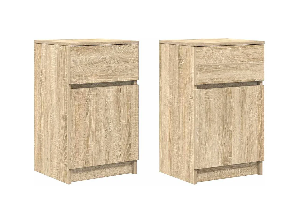 Mesitas de noche | Mesilla de noche 2 uds madera ingeniería roble Sonoma 39x35x65 cm