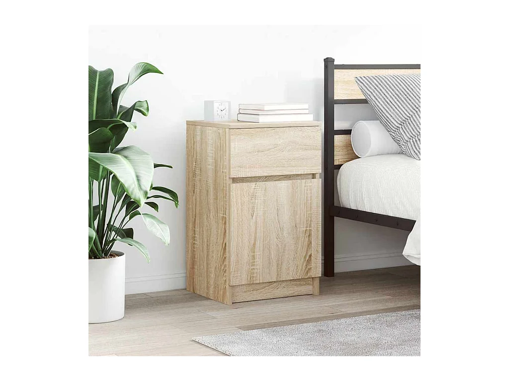 Mesitas de noche | Mesilla de noche 2 uds madera ingeniería roble Sonoma 39x35x65 cm