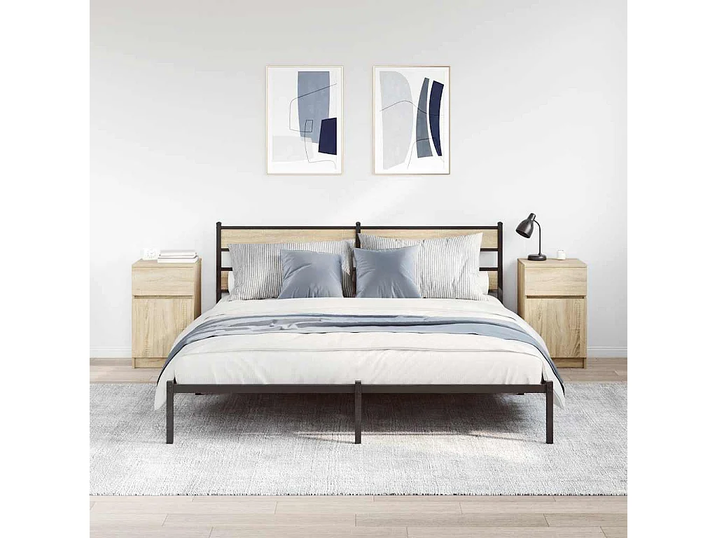 Nachttisch 2er Set-Beistelltisch-Nachttischkommode Sonoma-Eiche 39x35x65 cm Holzwerkstoff SHL2872