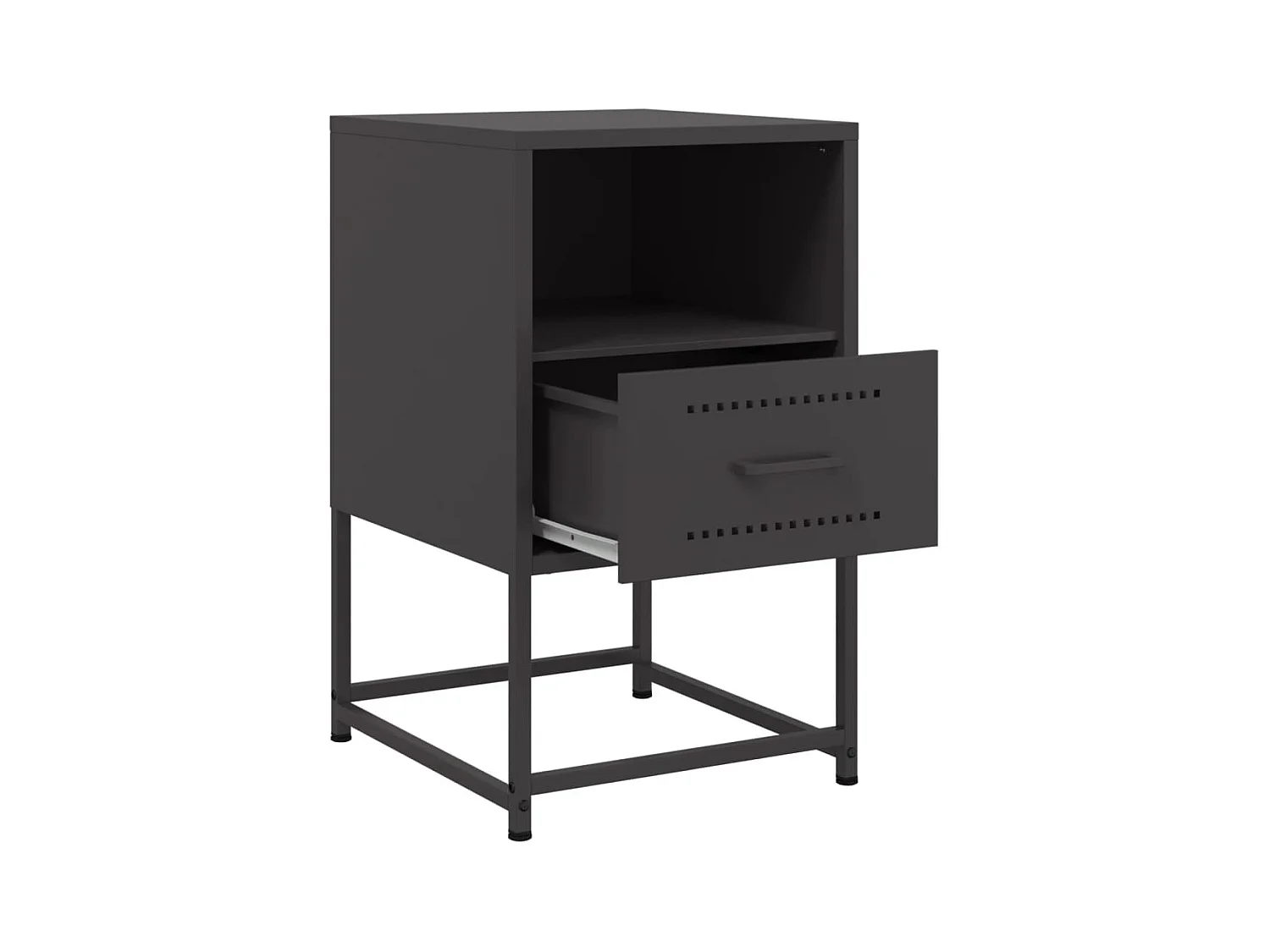 Mesitas de noche | Mesilla de noche 2 uds acero negra 36x39x60,5 cm