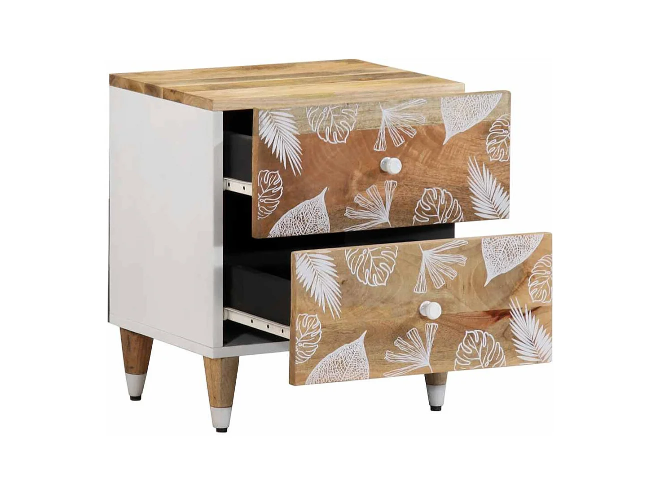 Mesita de noche | Mesilla de noche de madera maciza de mango 40x33,5x46 cm