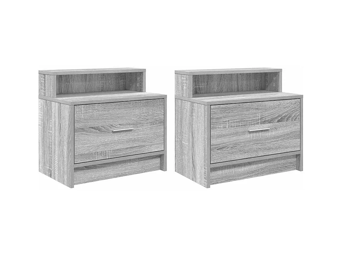 Mesillas de noche | Mesita de noche con cajón 2 uds gris sonoma 51x31x47 cm