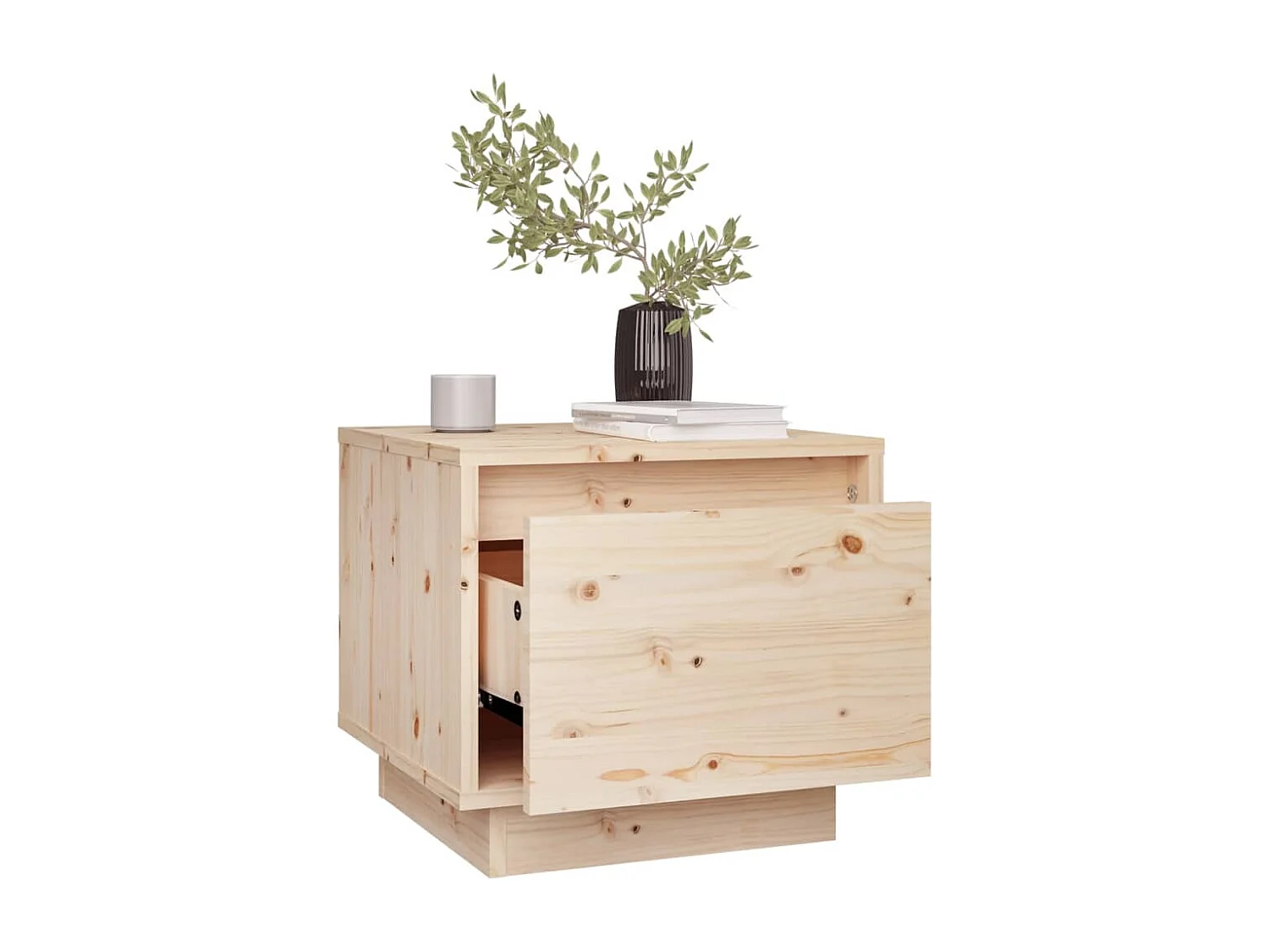 Nachttisch 2er Set-Beistelltisch-Nachttischkommode 35x34x32 cm Massivholz Kiefer SHL73407