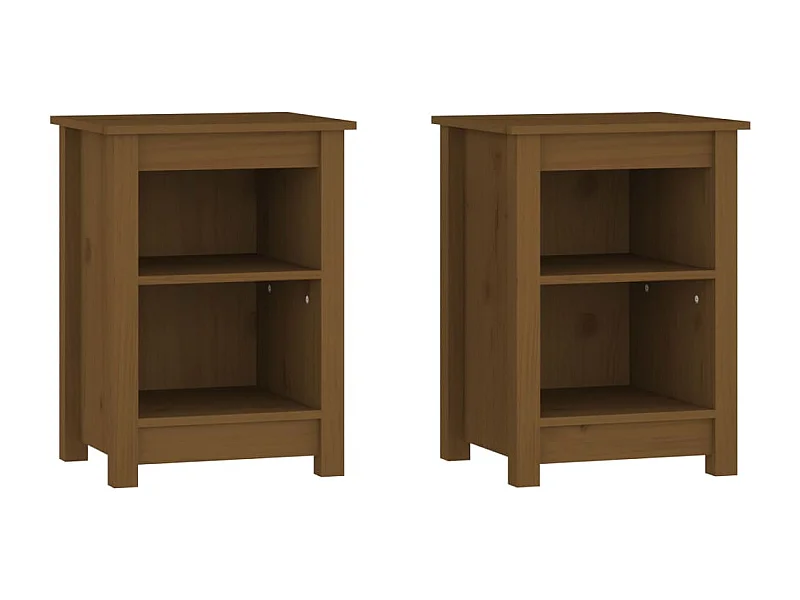 Mesitas de noche | Mesilla de noche 2 uds madera de pino marrón miel 40x35x55 cm