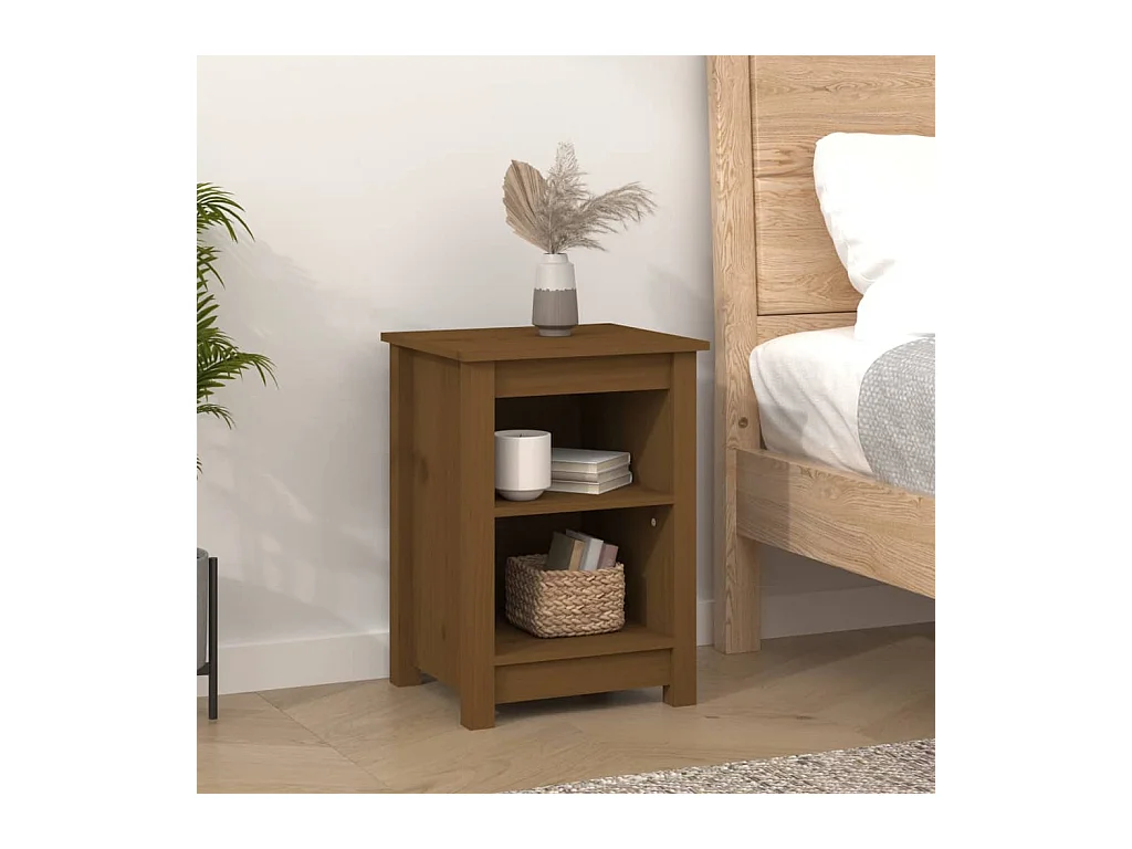 Mesitas de noche | Mesilla de noche 2 uds madera de pino marrón miel 40x35x55 cm