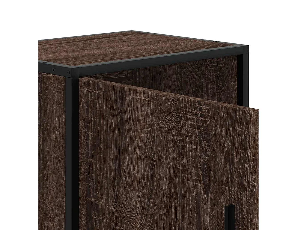 Mesita de noche | Mesilla de noche madera ingeniería roble marrón 40x31x50cm metal