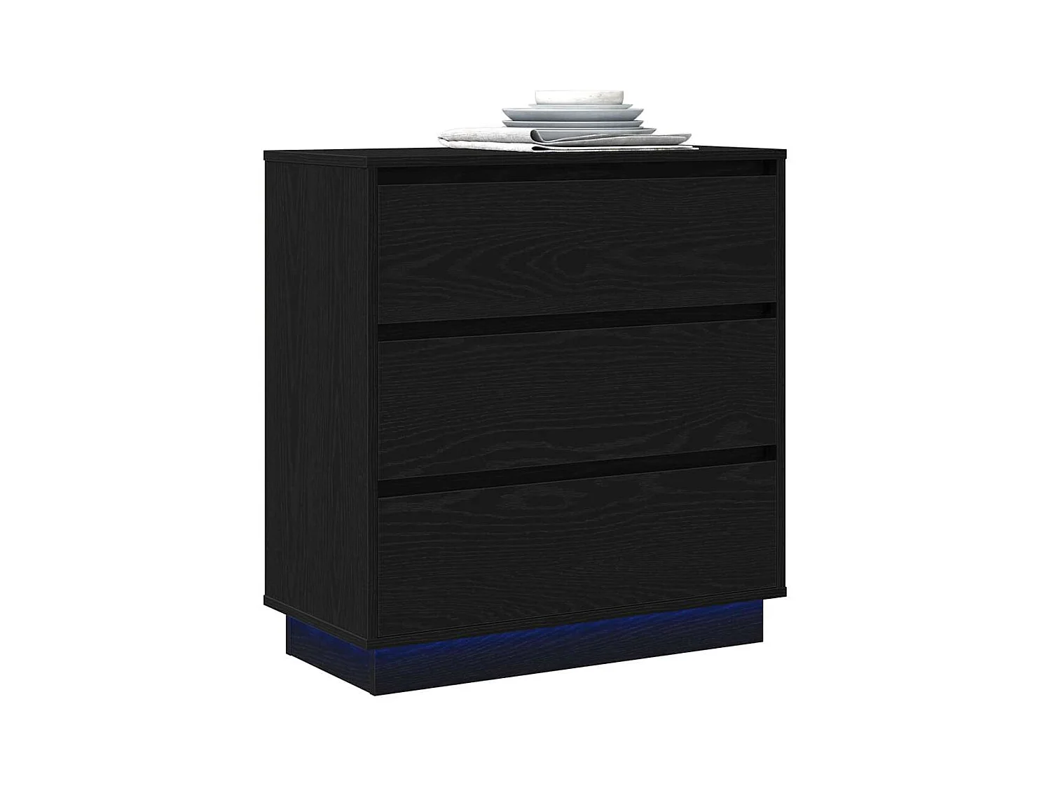 Mesita de Noche | Armario de Noche Negro 71x34.5x75 cm Madera contrachapada