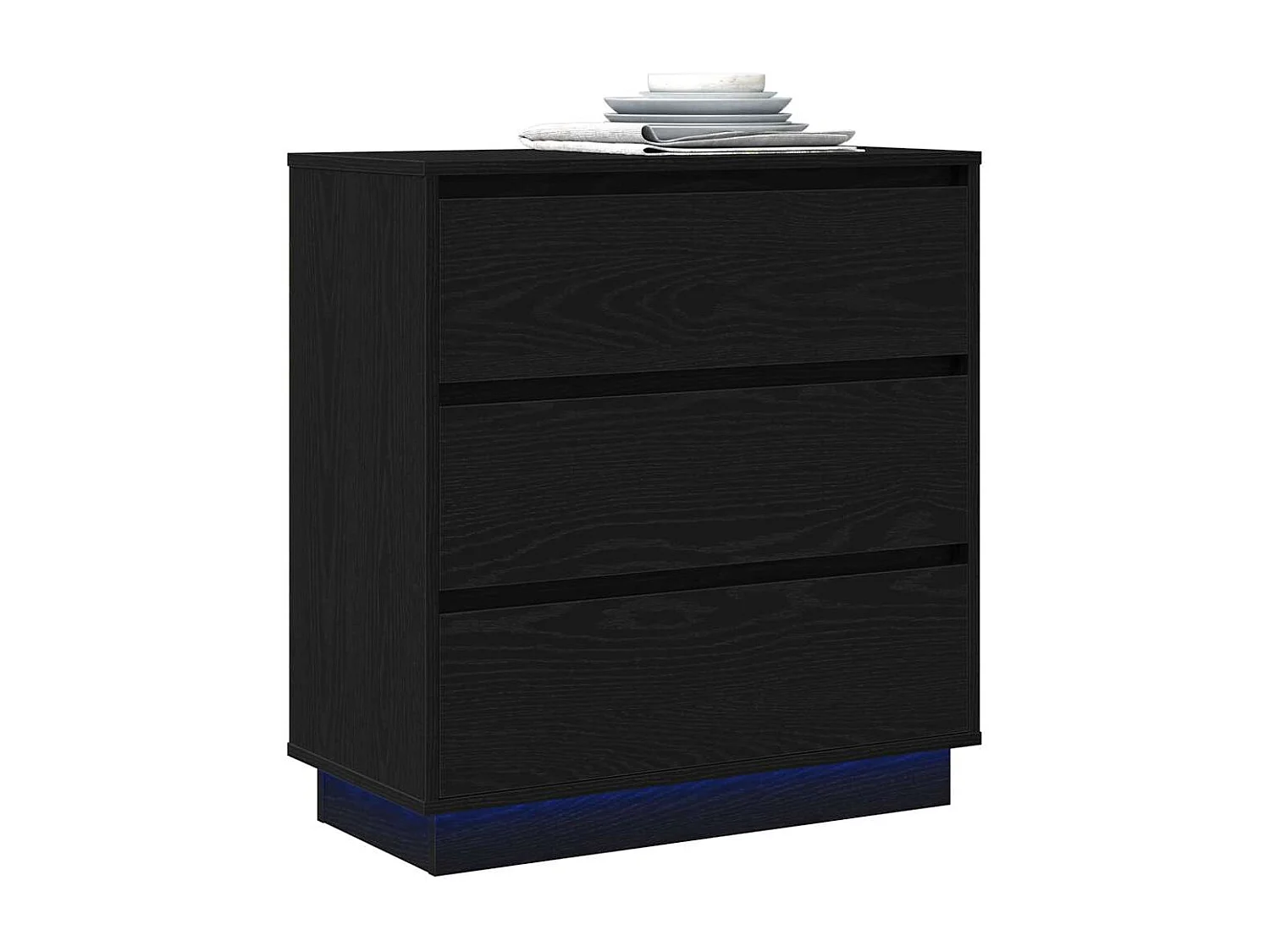 Nachttisch-Beistelltisch Schwarz Eichen-Optik 71 x 34,5 x 75 cm Holzwerkstoff SHL96239