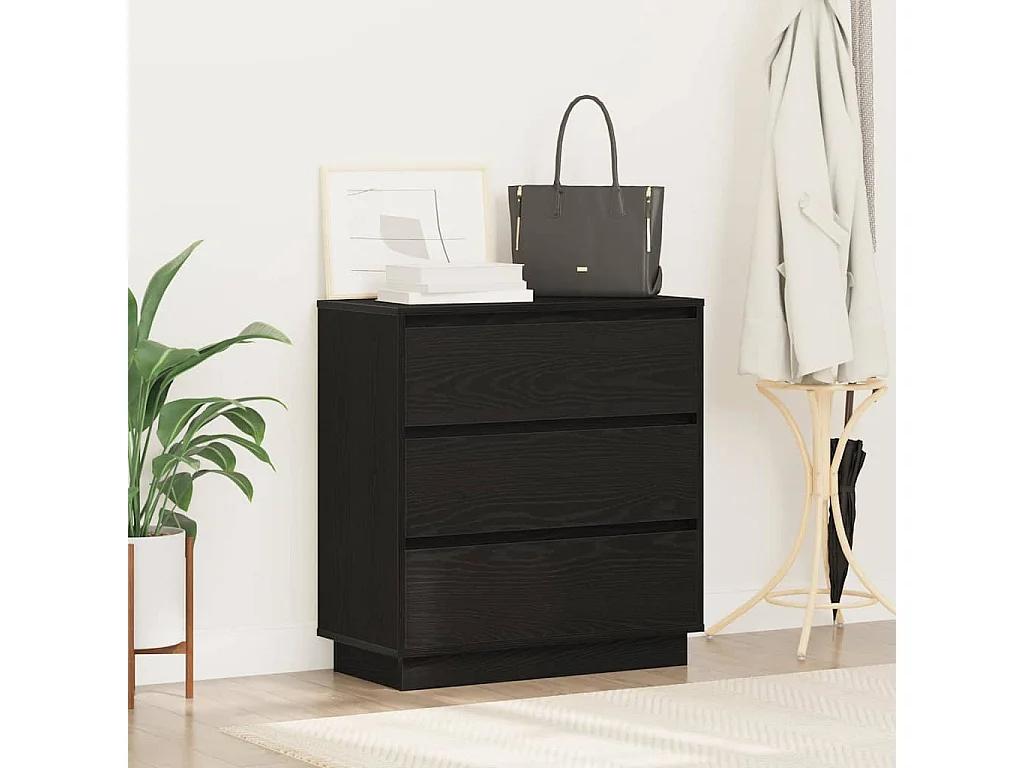 Nachttisch-Beistelltisch Schwarz Eichen-Optik 71 x 34,5 x 75 cm Holzwerkstoff SHL96239