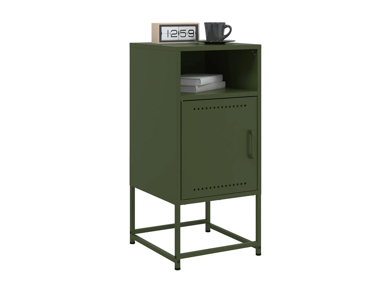 Nachttisch 2er Set-Beistelltisch-Nachttischkommode Olivgrün 36x39x78 cm Stahl SHL55055