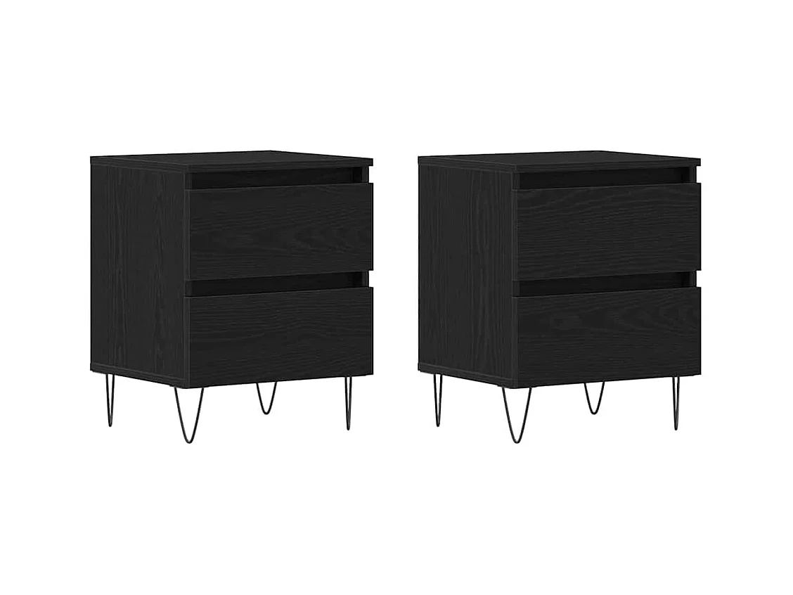 Mesita de Noche | Armario de Noche 2 uds con cajón Roble negro 40x35x50 cm