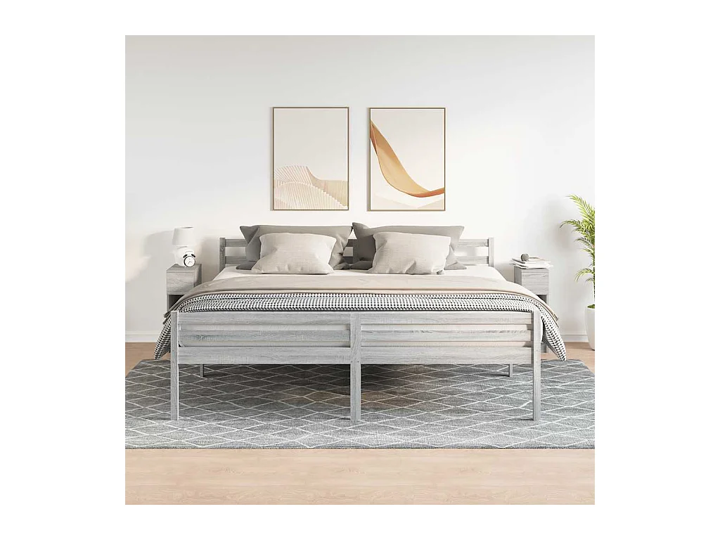 Mesillas de noche | Mesita de noche con cajón 2 uds gris sonoma 20x36x60 cm