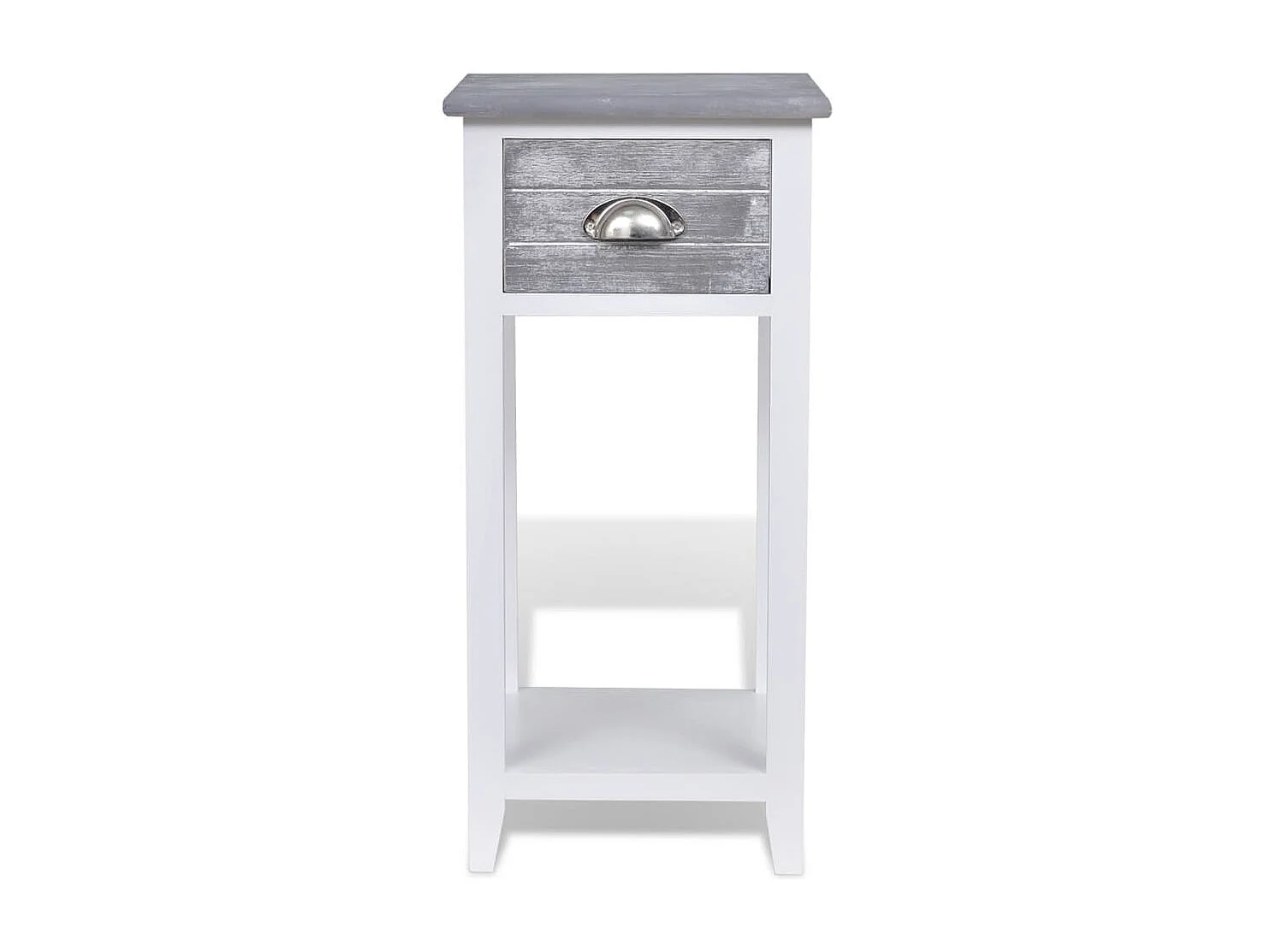 Mesita de noche | Mesilla de noche con 1 cajón gris y blanca