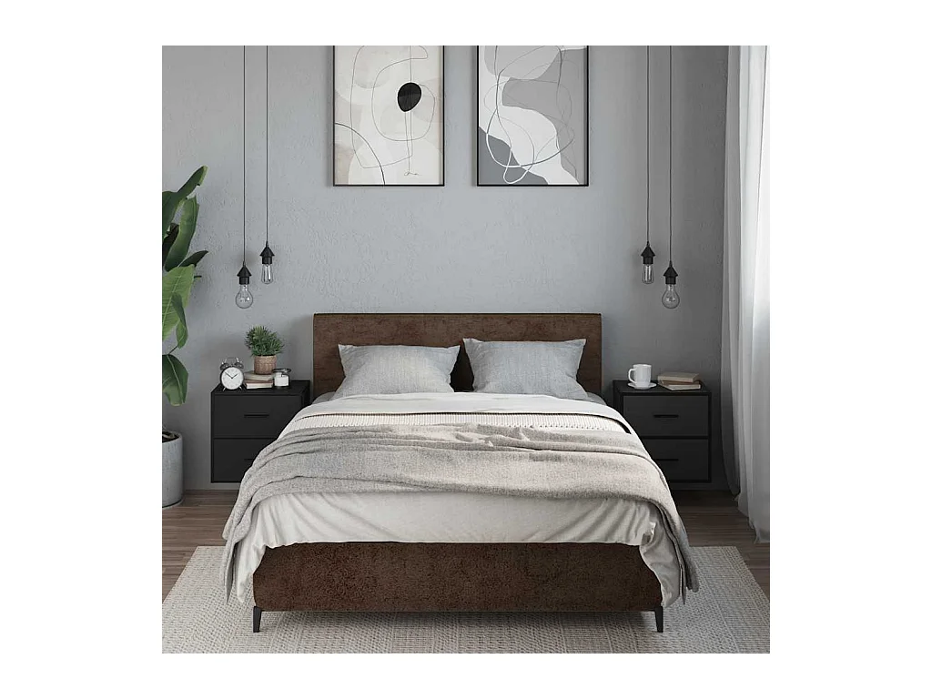 Mesitas de noche | Mesilla de noche de pared 2 unidades negra 40x31x39,5 cm