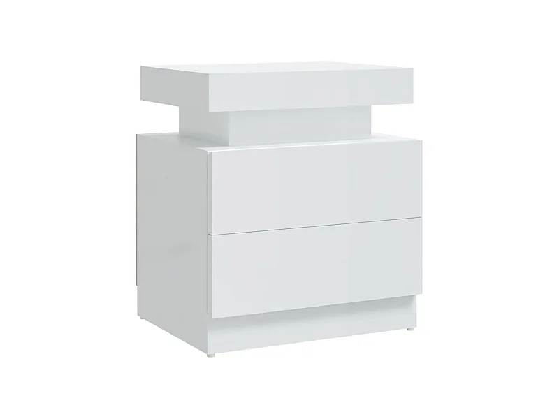 Mesita de noche | Mesilla de noche madera de ingeniería blanco brillo 45x35x52 cm