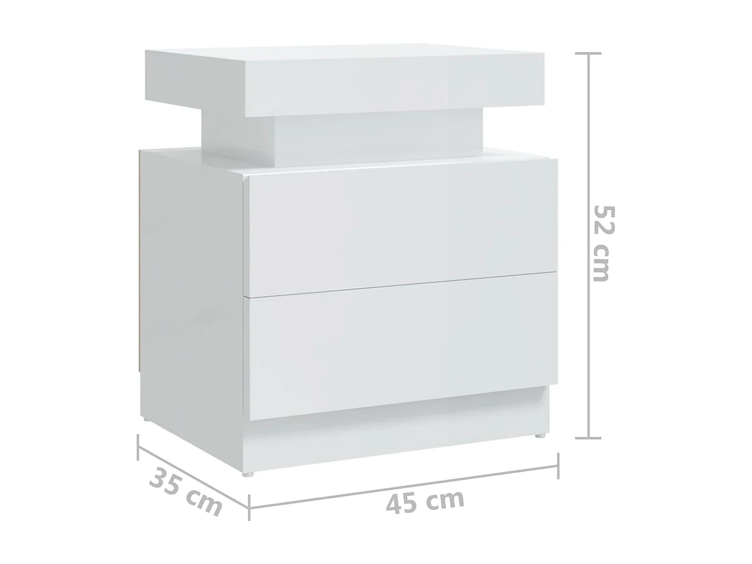 Nachttisch-Beistelltisch Hochglanz-Weiß 45x35x52 cm Holzwerkstoff SHL80056