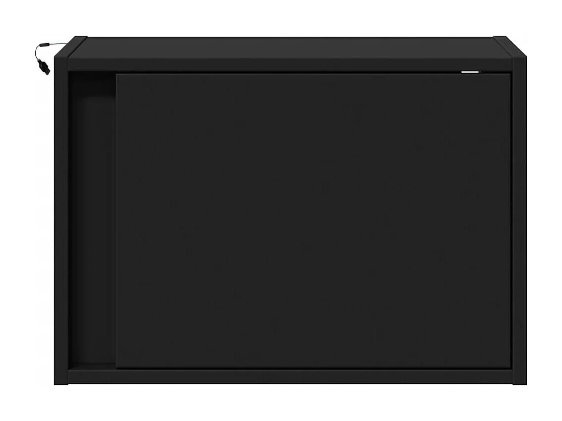 Mesita de noche | Mesilla de noche de pared con luces LED negro