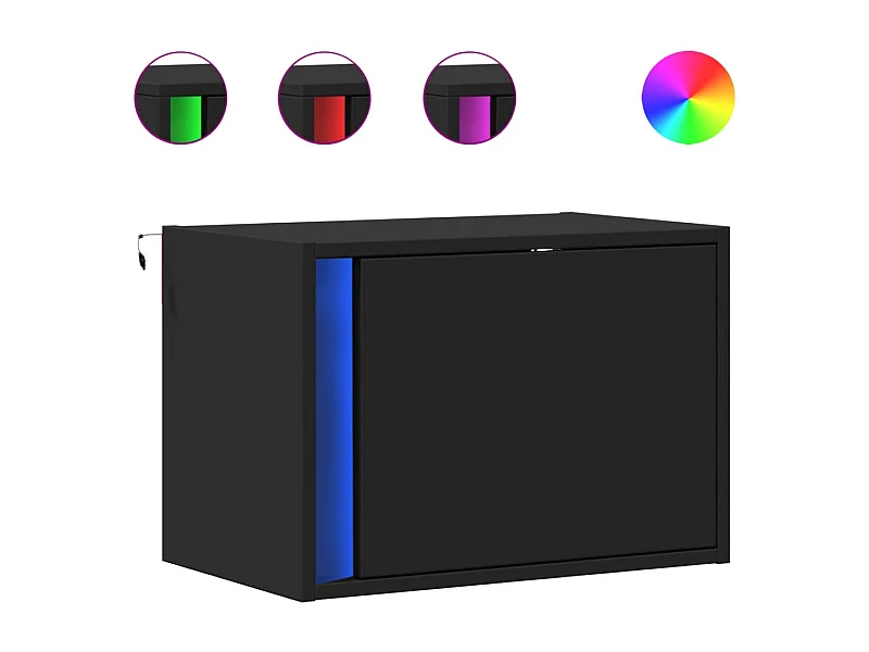 Table de chevet suspendue avec Éclairage LED noir