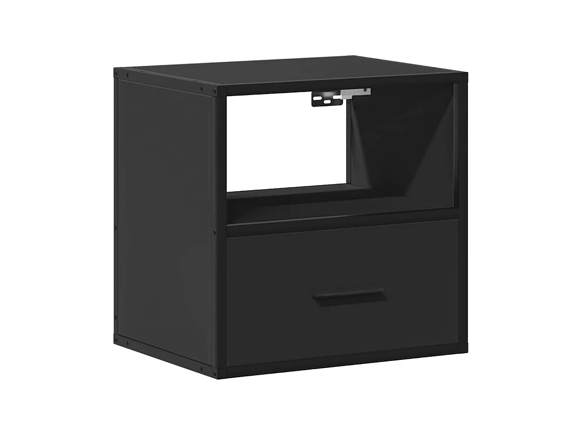 Tables de chevet suspendue Lot de 2 avec rangement noir 40x31x39,5 cm