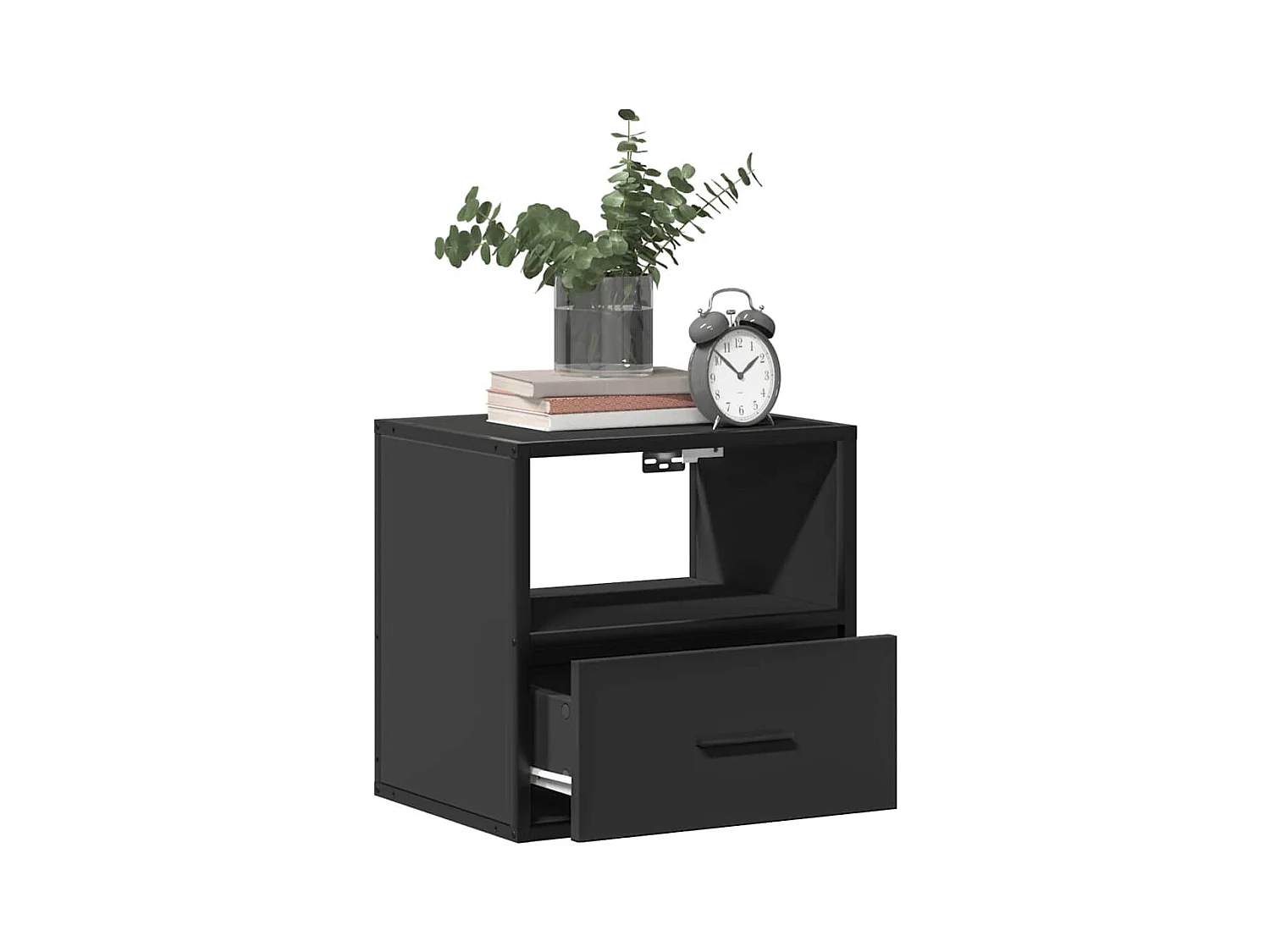 Tables de chevet suspendue Lot de 2 avec rangement noir 40x31x39,5 cm