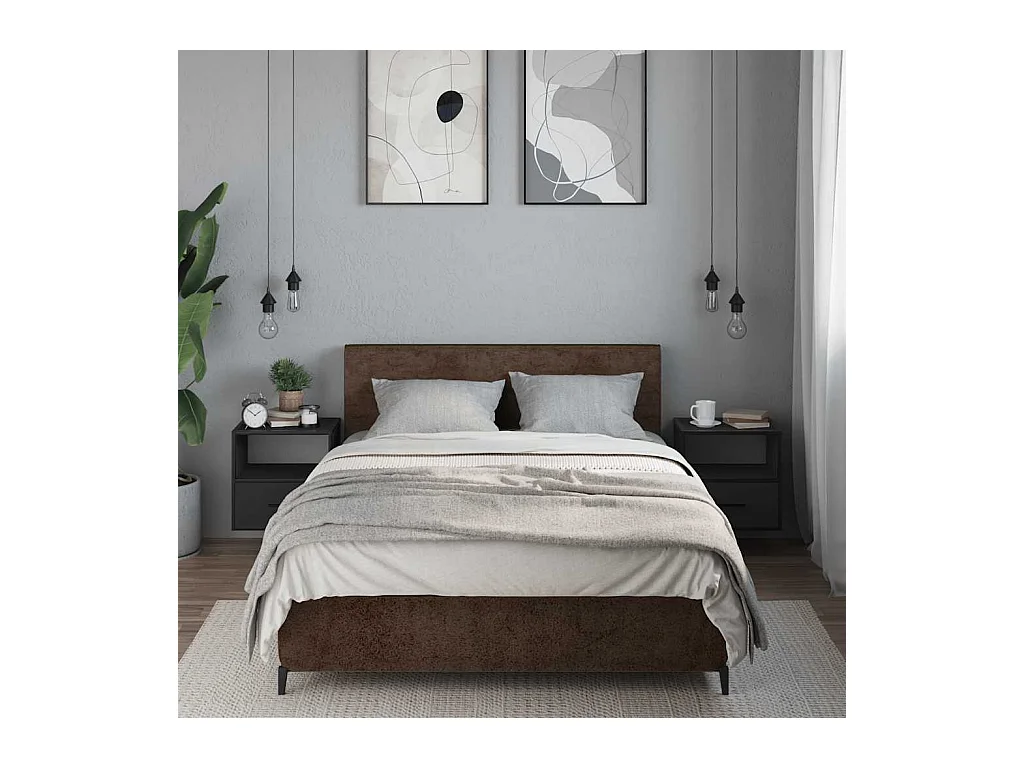 Mesitas de noche | Mesilla de noche de pared 2 unidades negra 40x31x39,5 cm