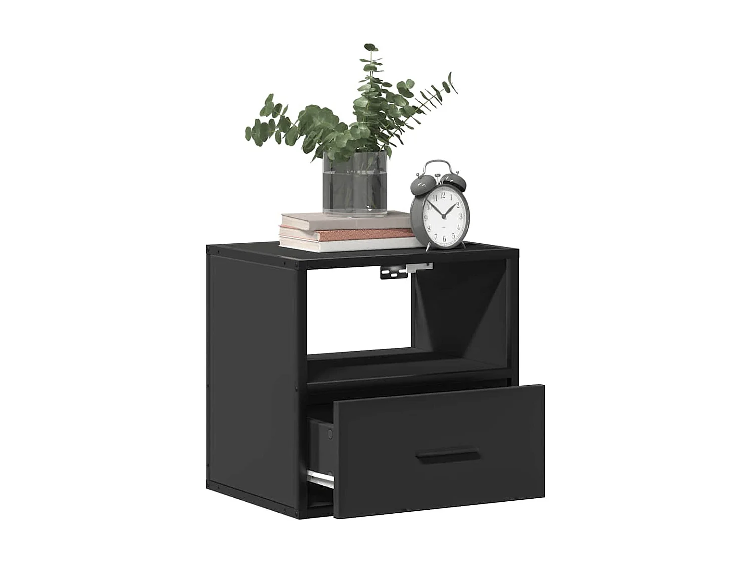 Nachttisch hängend 2er Set | Wand-Nachttische Schwarz 40x31x39,5 cm SHL32379