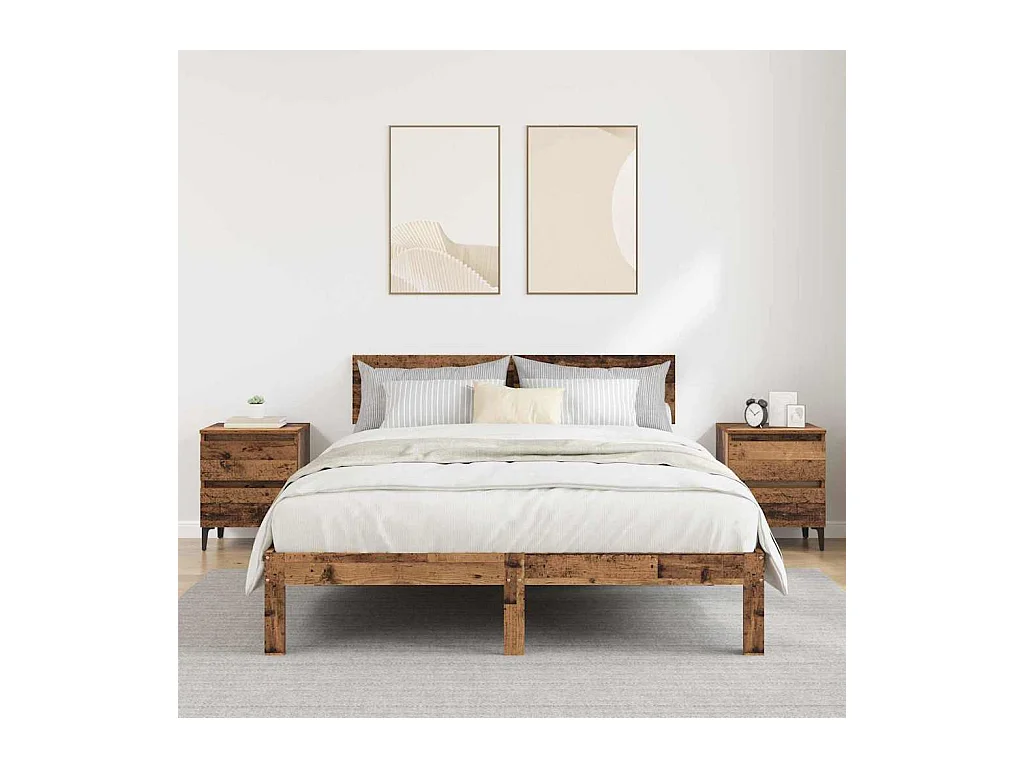 Mesita de Noche | Mesa auxiliar | Armario de Noche 2 uds. Madera vieja 40x35x50 cm