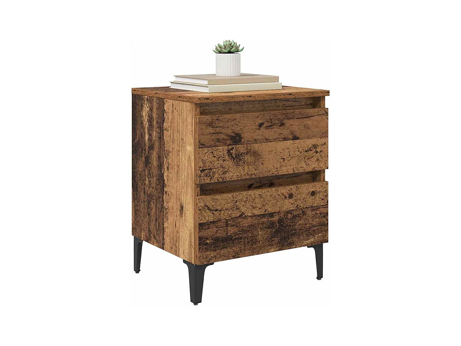 Mesita de Noche | Mesa auxiliar | Armario de Noche 2 uds. Madera vieja 40x35x50 cm