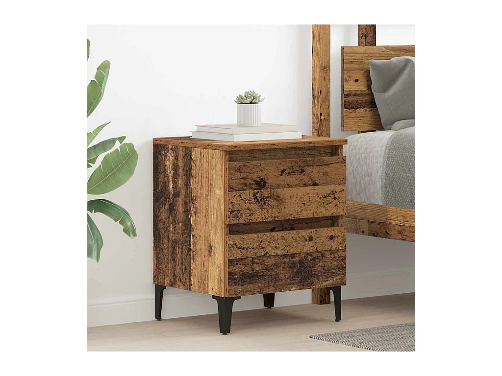 Mesita de Noche | Mesa auxiliar | Armario de Noche 2 uds. Madera vieja 40x35x50 cm