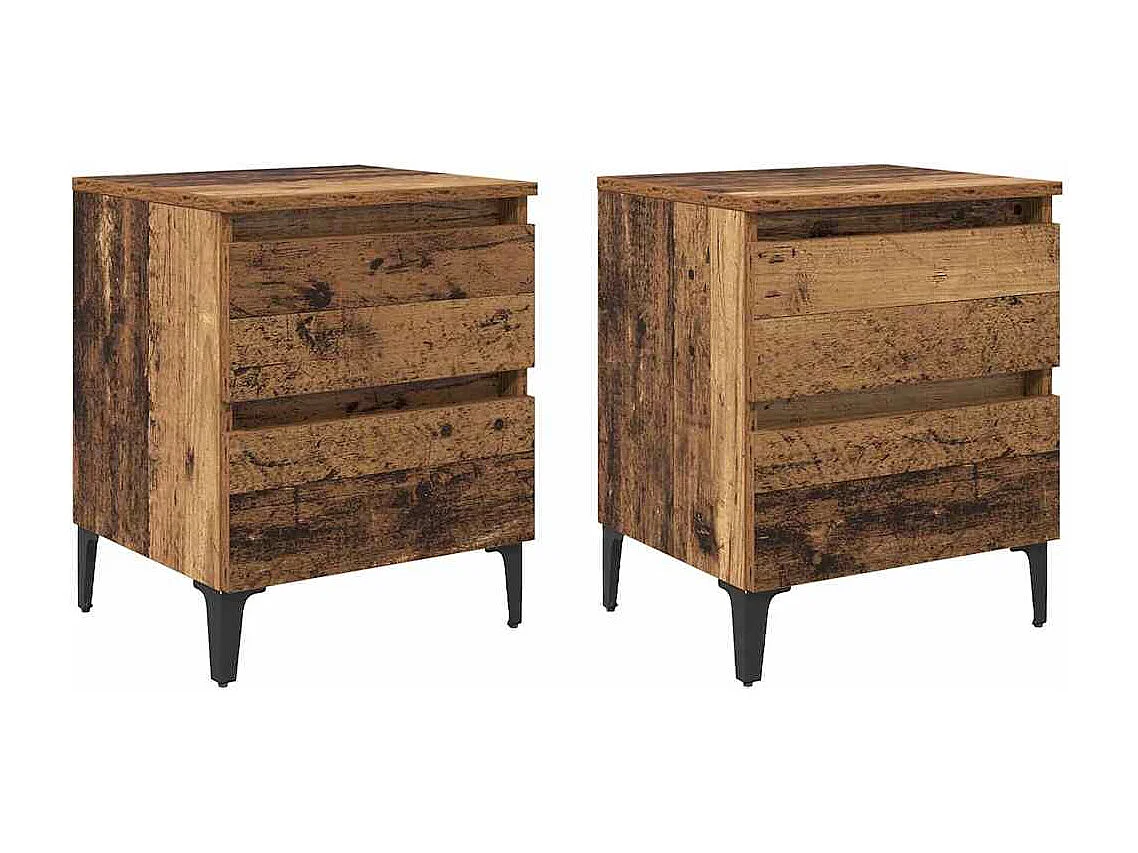 Nachttisch 2er Set-Beistelltisch Altholz 40 x 35 x 50 cm Holzwerkstoff SHL72388